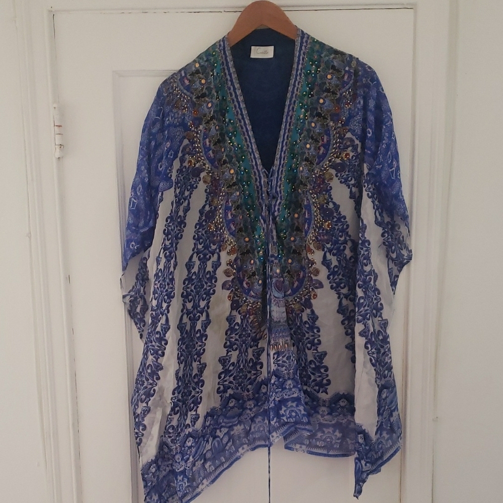 Blue and White Patterned Kimono